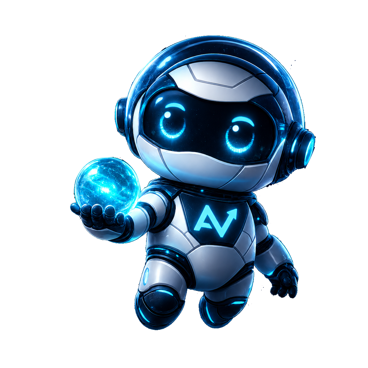 Axio, the Axionova mascot — an Axionaut cradling a glowing nova-energy orb